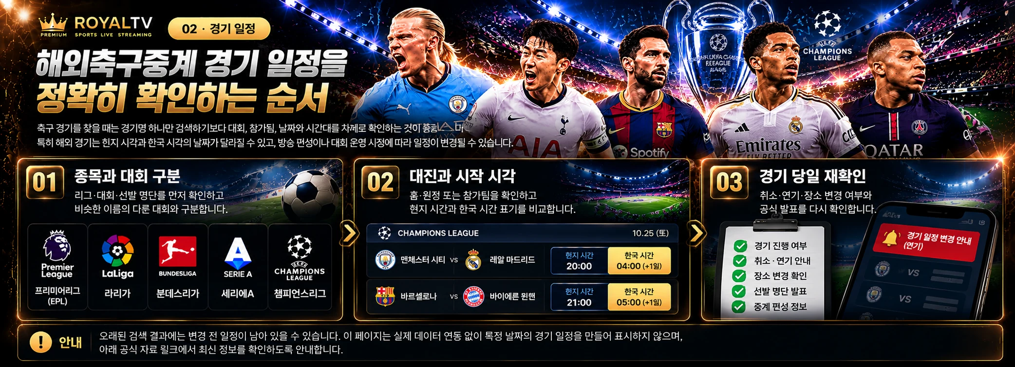 해외축구중계 경기 일정을 정확히 확인하는 순서 관련 독립 AI 이미지